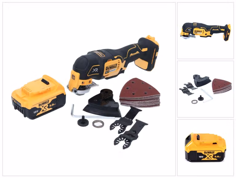 DeWalt DCS 355 18 V XR Utensile multifunzione ad oscillazione a batteria + Kit 29 pezzi + 1x Batteria 5,0 Ah XR