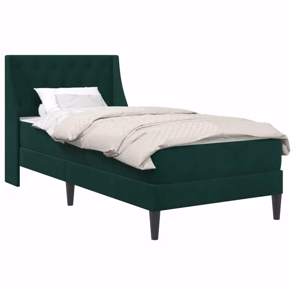 Letto con struttura imbottita in velluto verde scuro e materasso vidaXL L/P: 90 x 200 cm – 2
