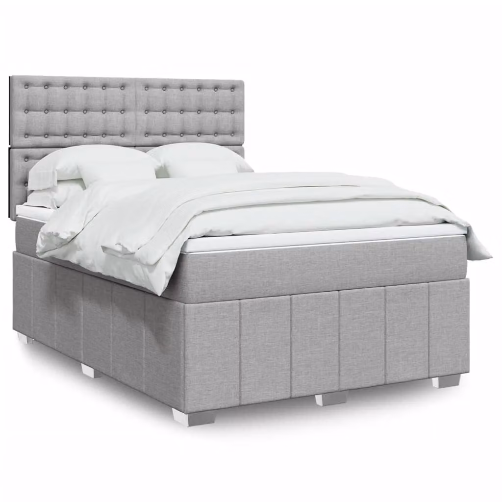 vidaXL Letto Ibrido con Materasso a Molle Insacchettate Grigio e Bianco L/P: 140 x 190 cm