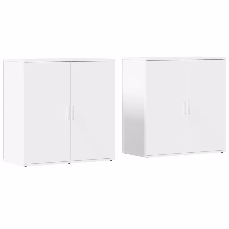 Credenze 2 pz Bianche 79x38x80 cm in Legno Multistrato