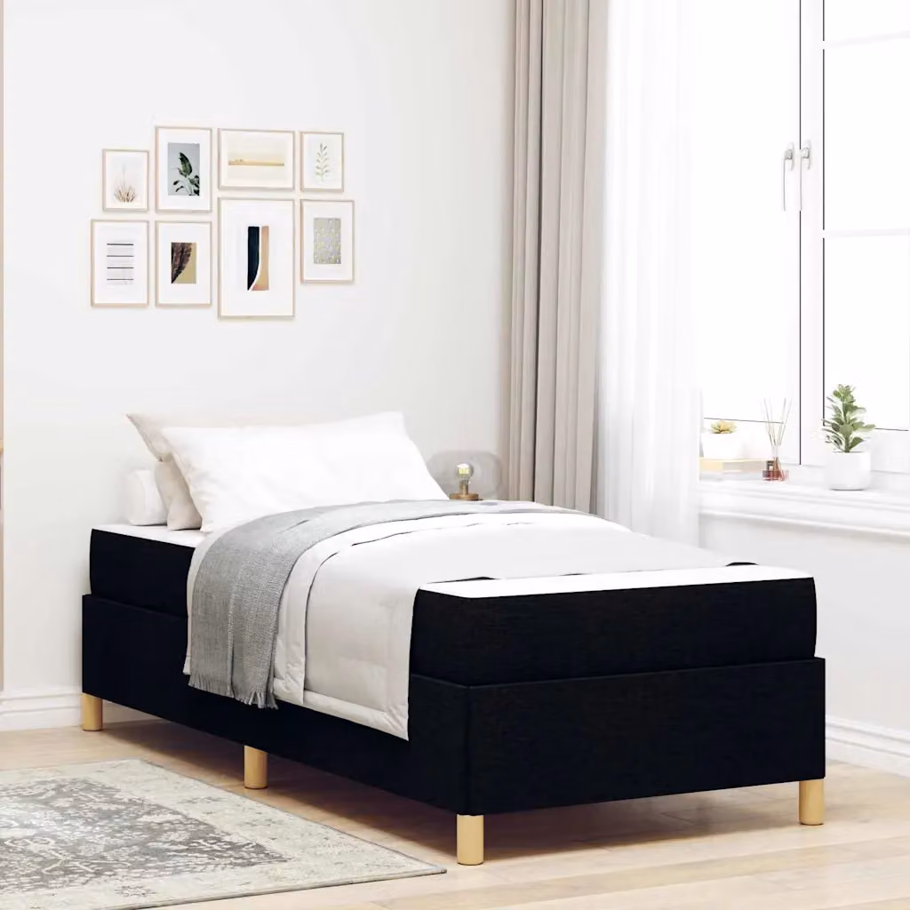 Struttura letto con materasso vidaXL in tessuto nero, L/P/H: 90 x 200 x 203 cm – 1