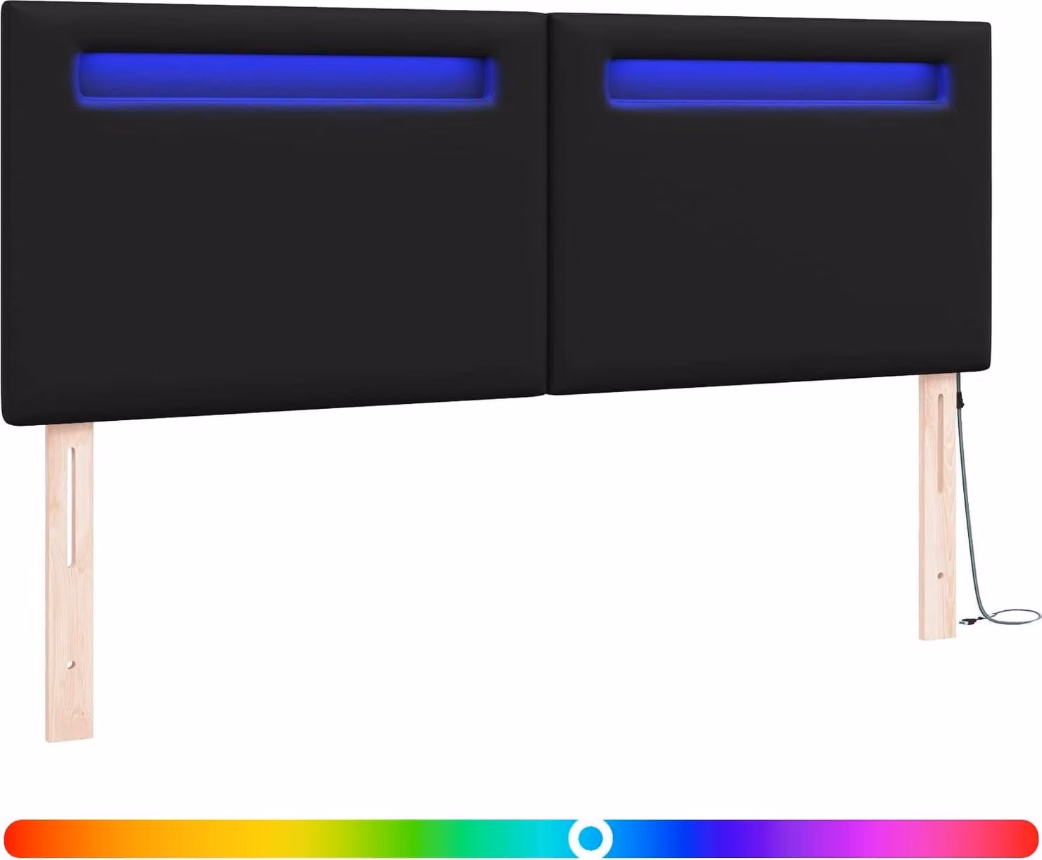 Testiera LED Nero 144 cm