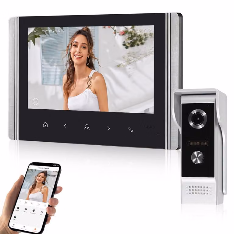 Videocitofono con display LCD IPS a colori da 7 pollici e risoluzione Full HD 1080p