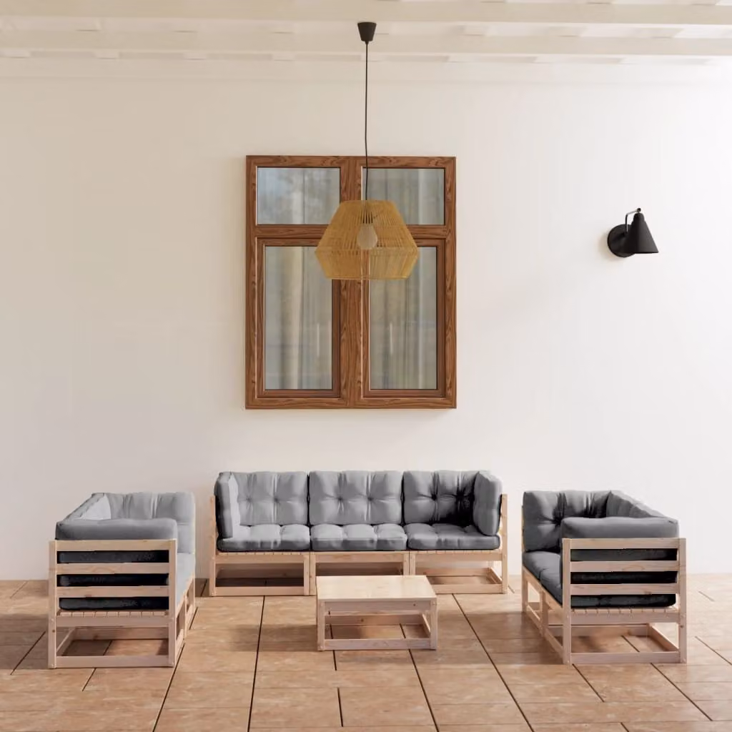 Maison Exclusive - Set da giardino 8 pezzi con cuscini in legno massello di pino