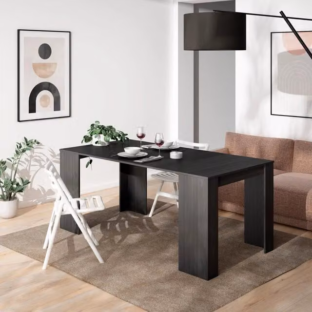 Consolle allungabile, 180x90x77cm, Per 8 persone, Tavolo da pranzo, Nero RF2627