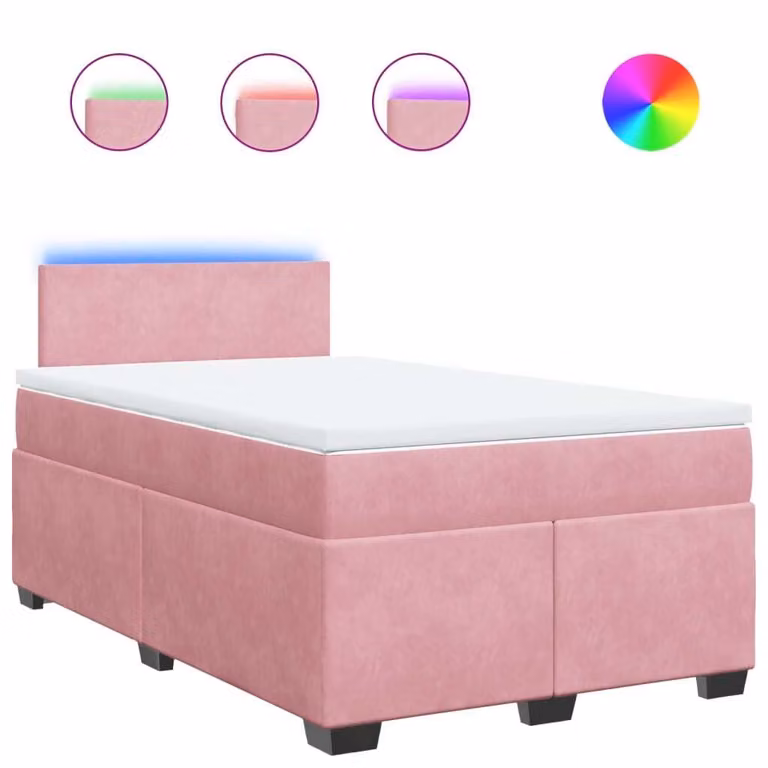 Giroletto a Molle con Materasso Rosa 120x190 cm in Velluto