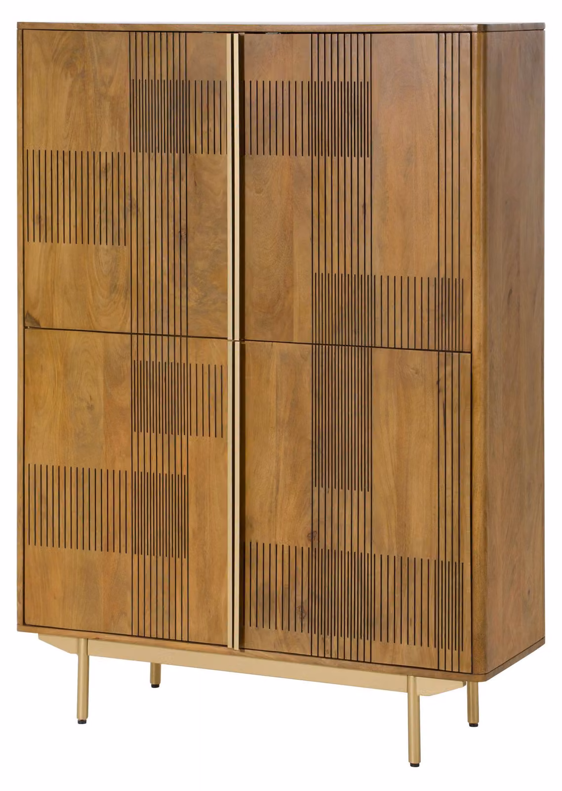 MASSIVMOEBEL24 | Credenza in legno di Mango 110x40x150 oliato marrone chiaro - marmo bianco MIAMI #115