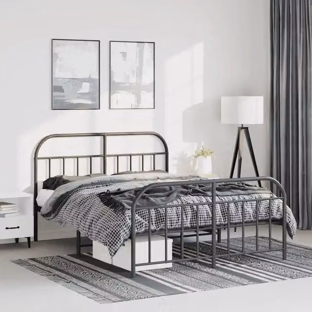 Giroletto vidaXL con testiera e pediera in metallo nero L/P: 150 x 200 cm