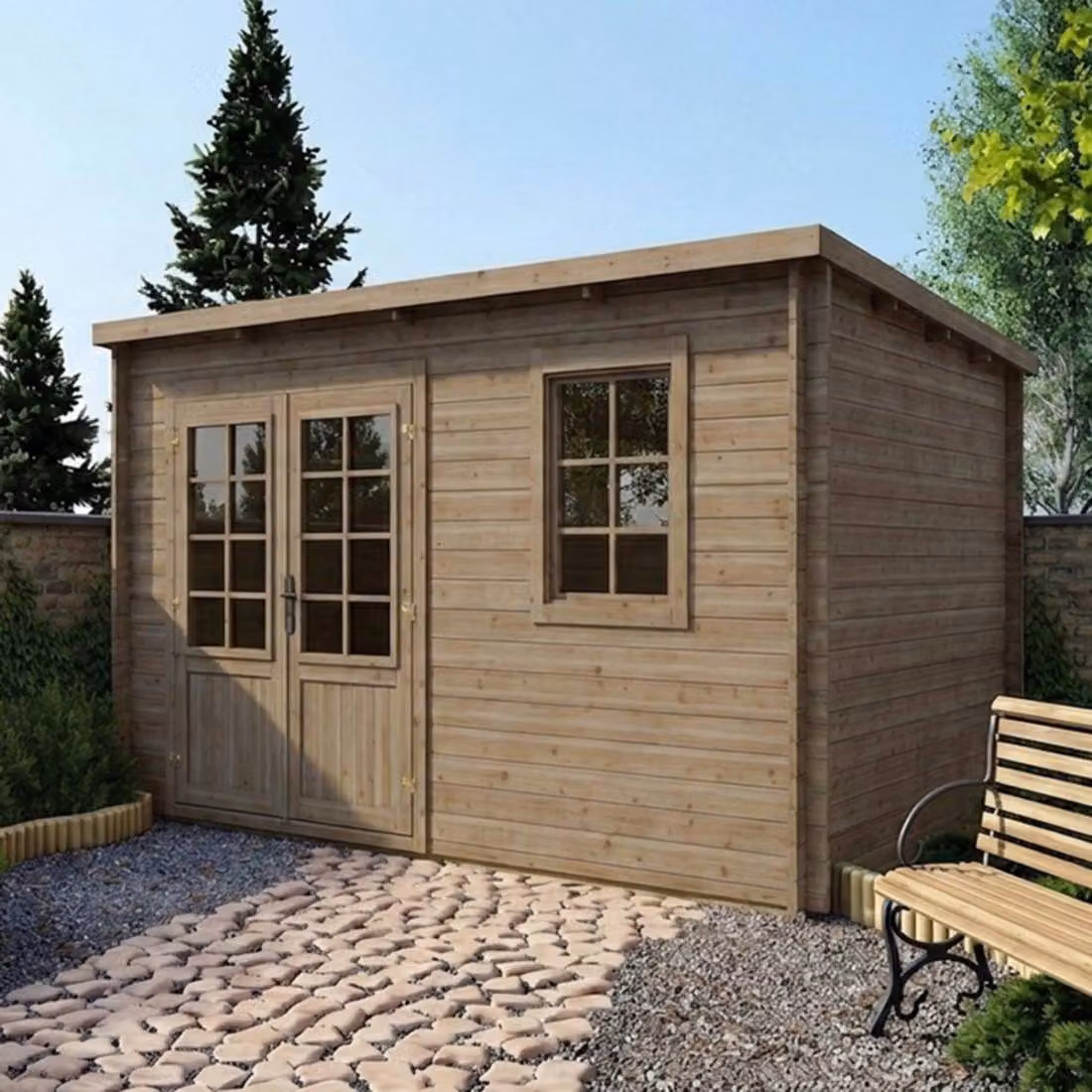 Casetta da giardino in legno - 12m2 - 4x3m - impregnata - 28mm - colore: verde
