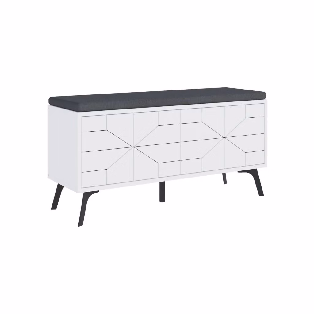 Scarpiera DMORA Velma con seduta integrata, porta 8 paia di scarpe, Bianco L: 107 cm, P: 35 cm, H: 55 cm – 2