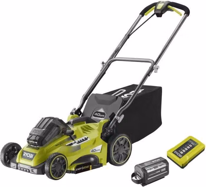 Tosaerba RYOBI 36V Power Assist, taglio 40 cm, raccolta e mulching, batteria 6,0 Ah, caricabatteria incluso