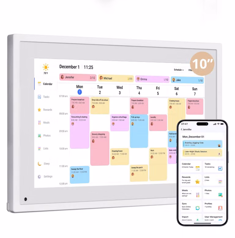 Calendario digitale Dragon Touch da 10,1 pollici - Calendario da parete elettronico per famiglie