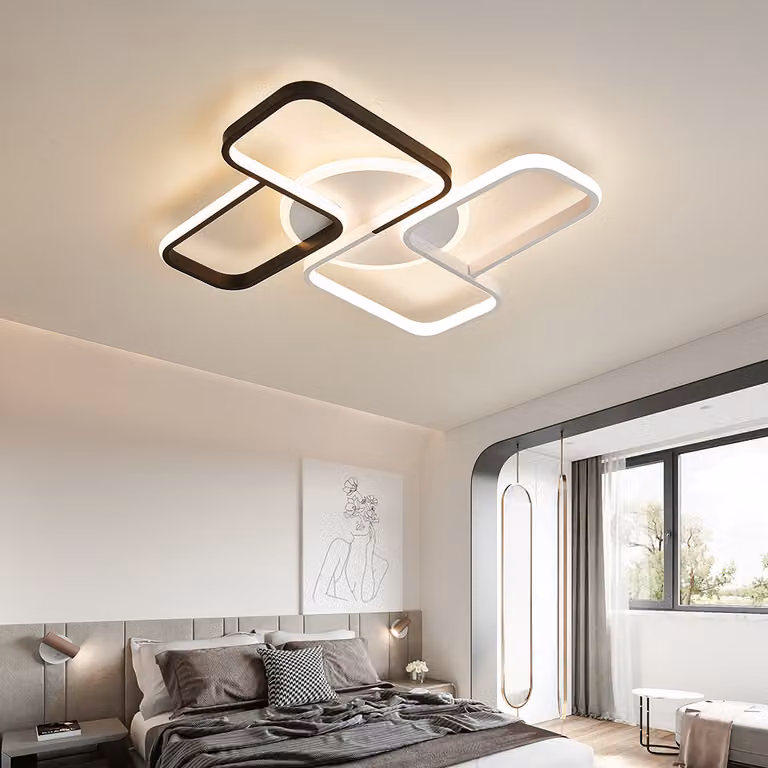 Plafoniera LED Plafoniera SX8760WB struttura in metallo laccato bianco e nero con telecomando Colore luce/luminosità regolabile dimmerabile Plafoniera LED per camera da letto
