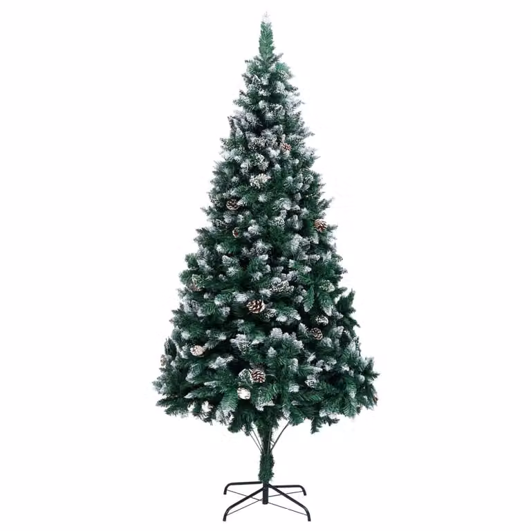 The Living Store Albero di Natale artificiale con pigne e neve 210 cm