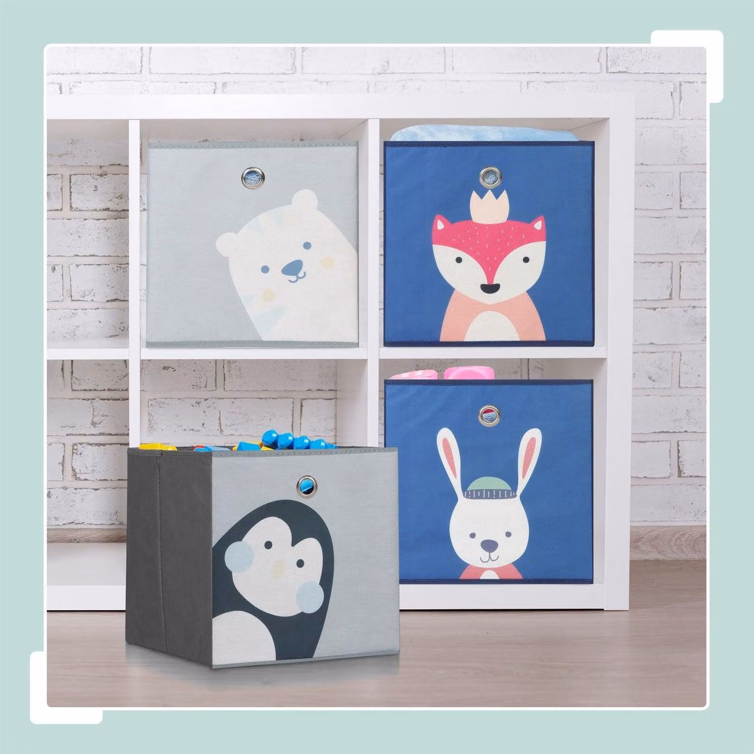 Set di 4 scatole portaoggetti per bambini - pieghevoli, motivi animali