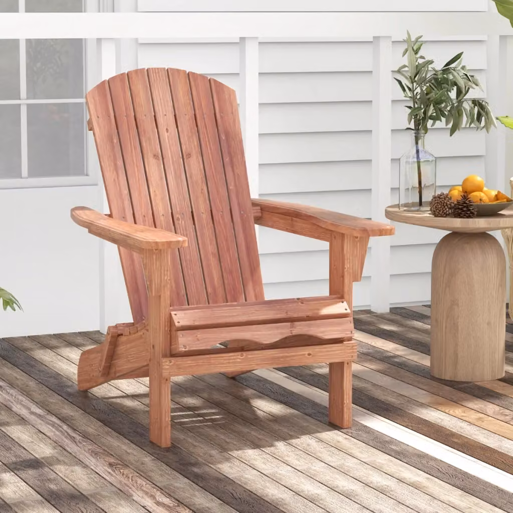 Sedia Adirondack pieghevole Design Mania in legno di abete marrone con schienale alto e ampi braccioli per esterno e soggiorno – 2
