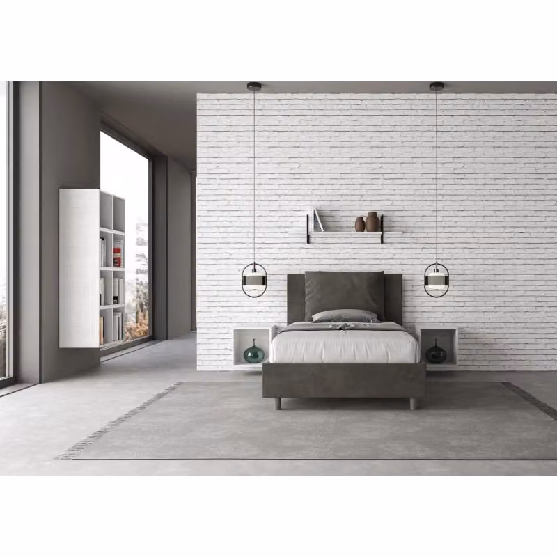 Letto imbottito Antea ITYHOME in microfibra grigio, L: 110 cm, P: 212 cm, H: 125 cm – 2