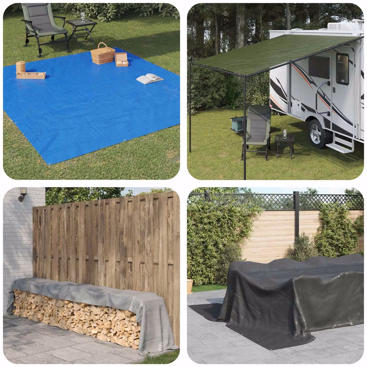 Telo con occhielli vidaXL blu in plastica con dettagli in alluminio 3 x 5 m 180 gsm PE