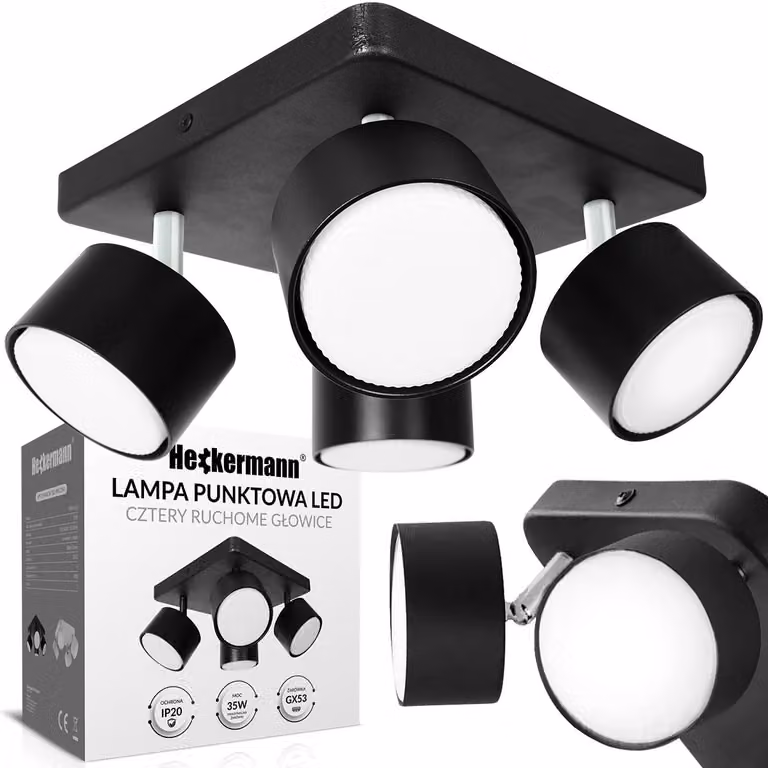 Faro a LED Heckermann 8795318A, colore nero, confezione da 4 pezzi