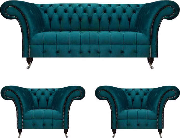 Design Modern Couchgarnitur Sofagarnitur Set Wohnzimmer 3tlg Chesterfield