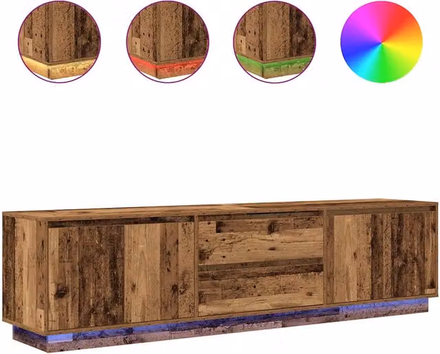 Mobile TV | Armadietto TV | Mobile Porta TV con Luci LED Legno Antico 193,5x41x50 cm