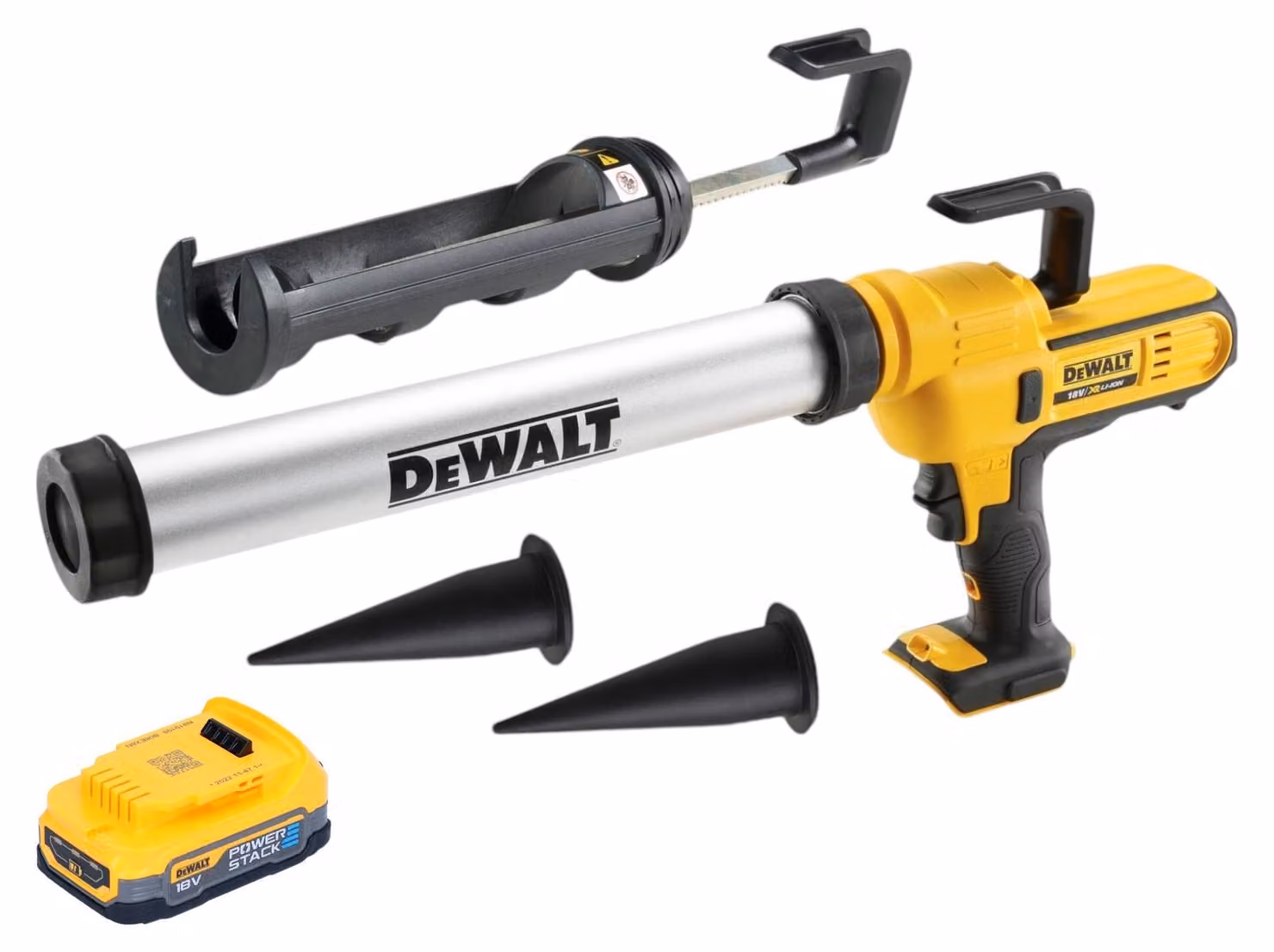 Pistola per calafataggio a batteria DeWalt DCE 581 NK 18 V 310 ml + 1x batteria Powerstack 1,7 Ah + valigetta - senza caricabatterie