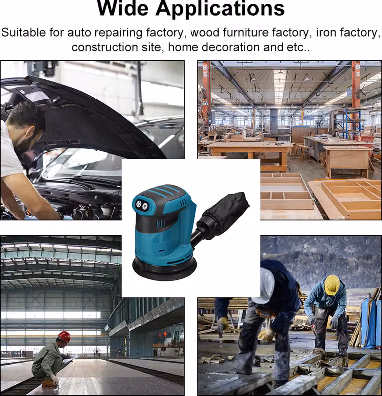 125 mm Motore a spazzola Levigatrice orbitale cordless Levigatrice per legno Lucidatrice elettrica per auto Lucidatrice multifunzionale per legno metallo cera