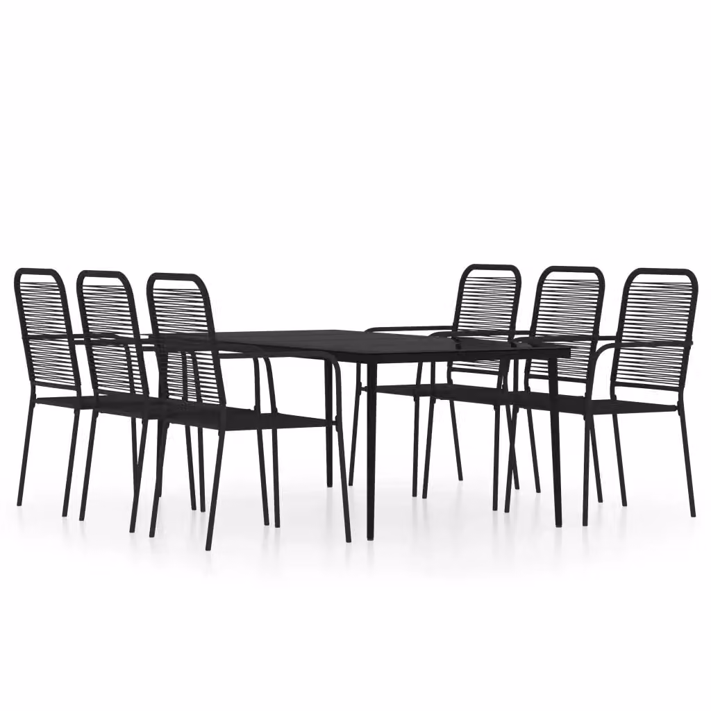Set da pranzo da giardino moderno vidaXL in acciaio verniciato nero e vetro, 7 pezzi – 2