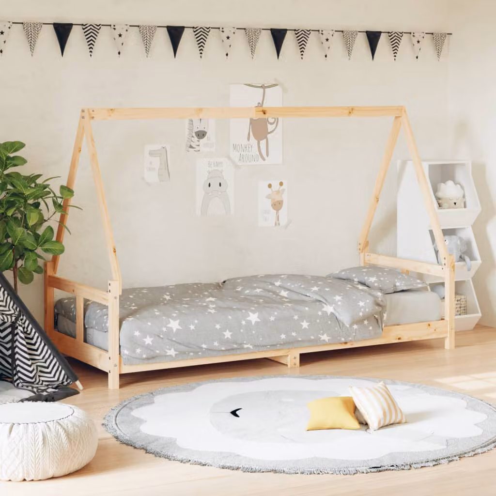 vidaXL Giroletto per Bambini in Legno Massello di Pino Rustico, L 80 cm x P 200 cm
