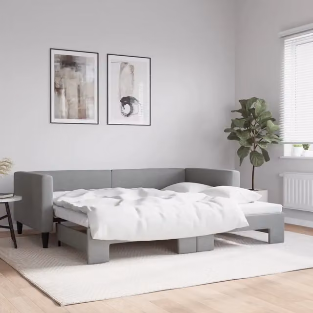 Divano Letto Moderno vidaXL Grigio Chiaro con Struttura Imbottita – 1