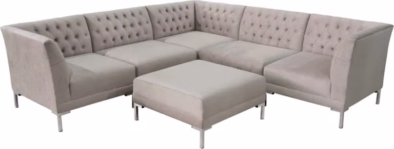 Ecksofa Chesterfield Hocker 2tlg. Set Textil Stoff Couchen Sofas Eckgarnitur