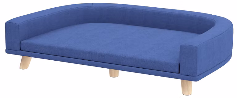 Divano per cani PawHut con gambe in legno - Lettino lavabile per cani, blu