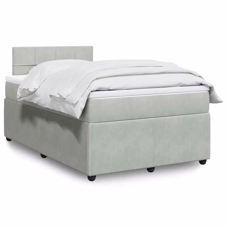 vidaXL Letto Ibrido con Struttura Imbottita in Velluto Grigio e Bianco L/P/H: 120 x 200 x 190 cm