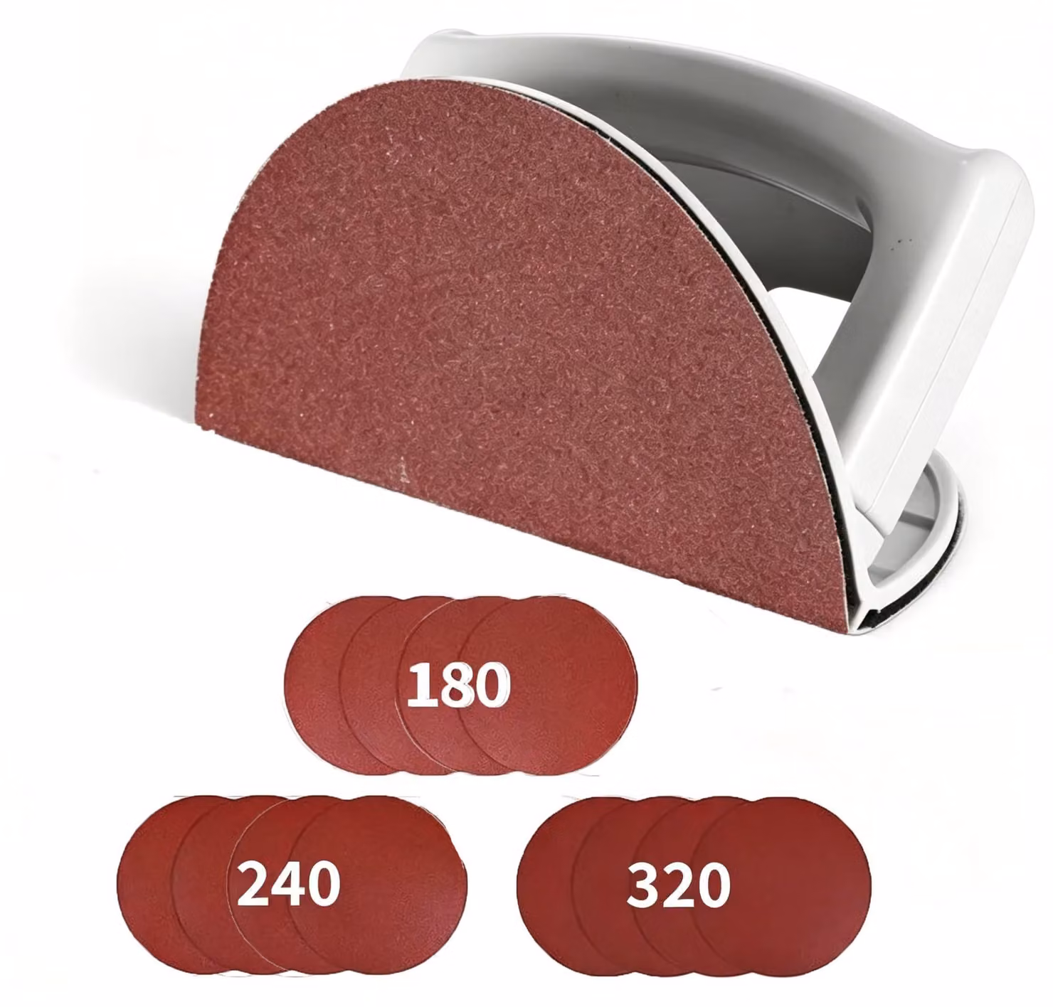 Supporto per smerigliatrice angolare con design a forma di semicerchio e 12 dischi abrasivi