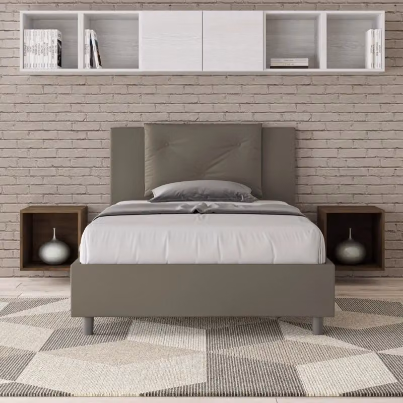 Letto imbottito Appia Ityhome con contenitore in similpelle beige L/P/H: 120 x 210 x 135 cm – 2