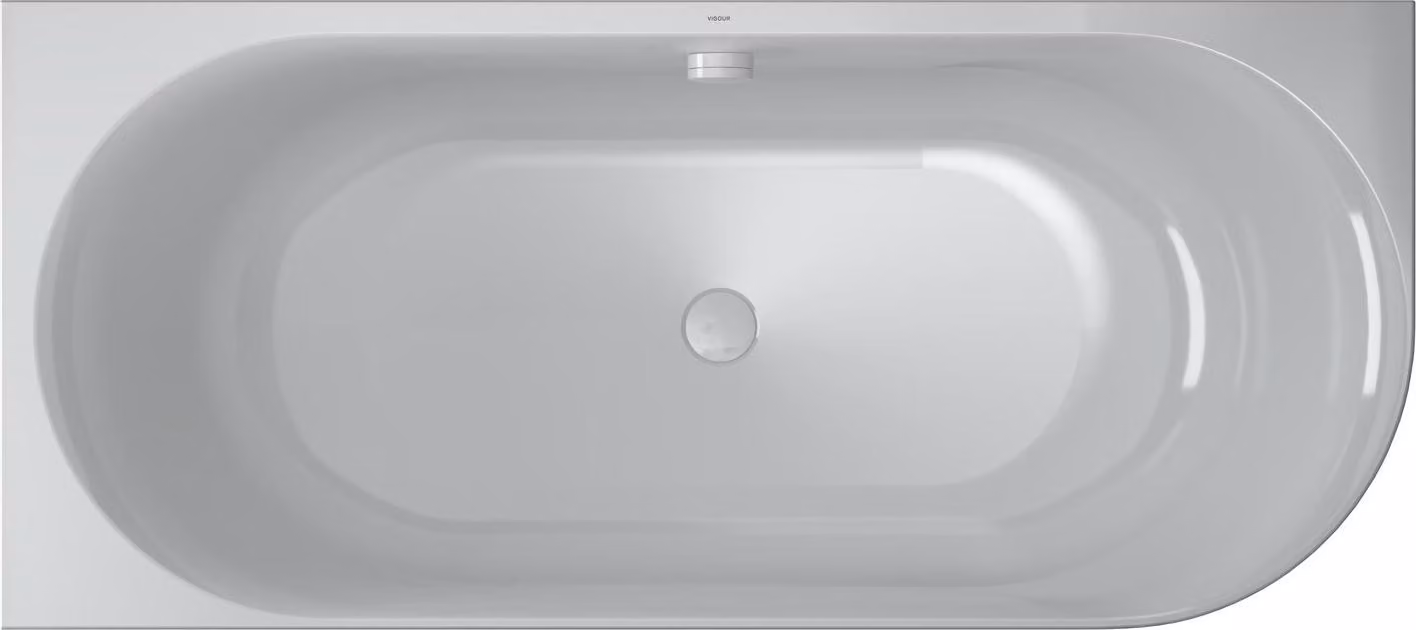 VIGOUR DERBY Raumeck Vasca da bagno in acrilico con rivestimento e riempimento con troppopieno 180 x 80 cm bianco lucido, angolo sinistro