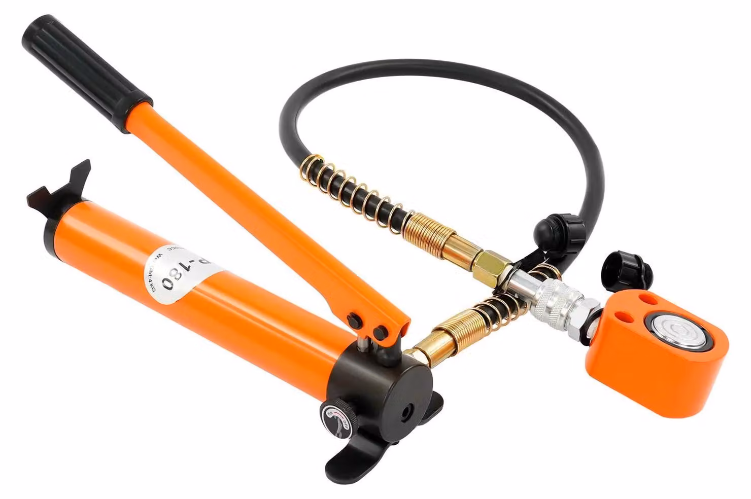 Sollevatore idraulico - Cilindro a pressione da 10 tonnellate - Corsa di sollevamento di 11 mm (1,1 cm) - Con pompa manuale CP-180 - Mini cilindro sollevatore - Arancione