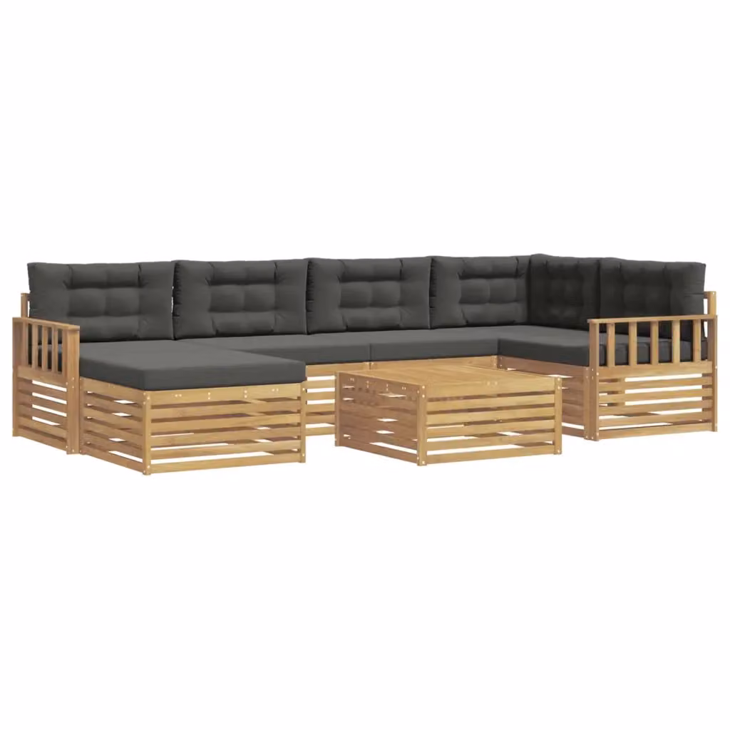 Set di divani da esterno 7 pezzi vidaXL in legno di acacia con cuscini Bianco e Antracite – 2