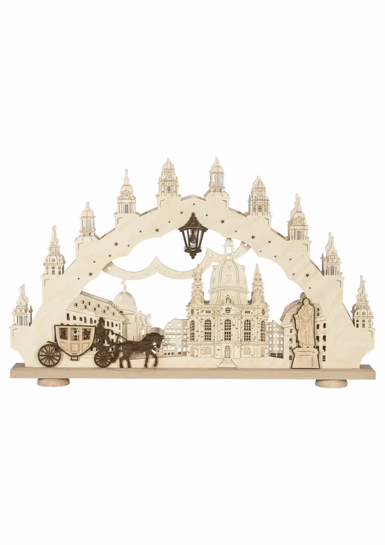 Lichterbogen per la Frauenkirche di Dresda, illuminazione a LED, materiale naturale, dimensioni: 66x41x6 cm, NUOVO