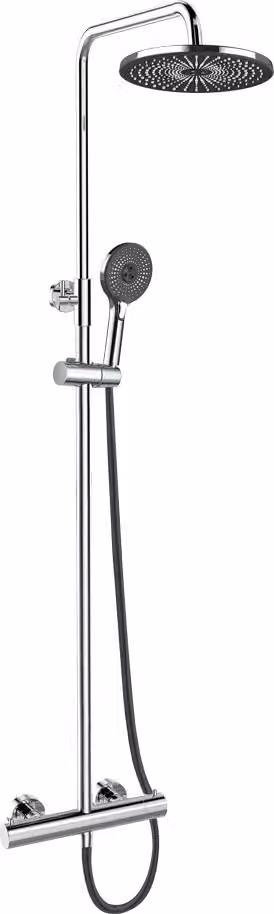 Miscelatore termostatico Mereo con piatto doccia rotondo, nero - CB60104TSF