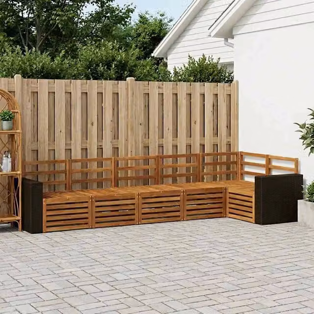 Set di divani da esterno 6 pz Naturale Poliestere 3384420