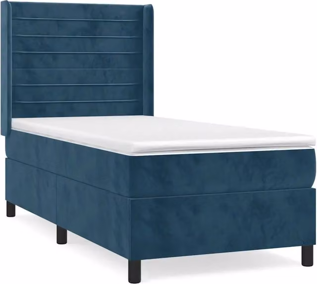 Letto singolo | Letto per adulti | Giroletto a Molle con Materasso Blu Scuro 80x200 cm in Velluto