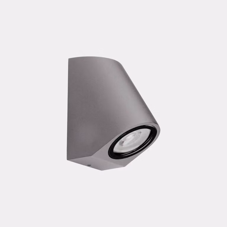 LEDS-C4 Applique da esterno Eko Inclined, grigio, larghezza 7 cm, alluminio dimmerabile, Alluminio / Grigio / Zincato, Alluminio, Moderno