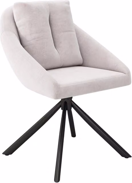 Sedia da pranzo girevole in velluto beige con struttura in metallo, comfort ergonomico e design moderno