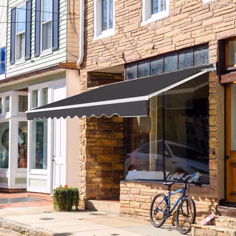 Tenda da sole a caduta inclinabile Costway con manovra a scomparsa in alluminio e poliestere, Grigio, L: 4 m x P: 2,5 m