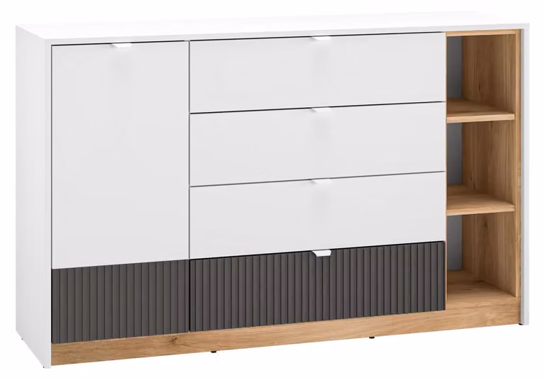 Cassettiera Torino 138x40x86cm rovere bianco Castello graphite 1 anta