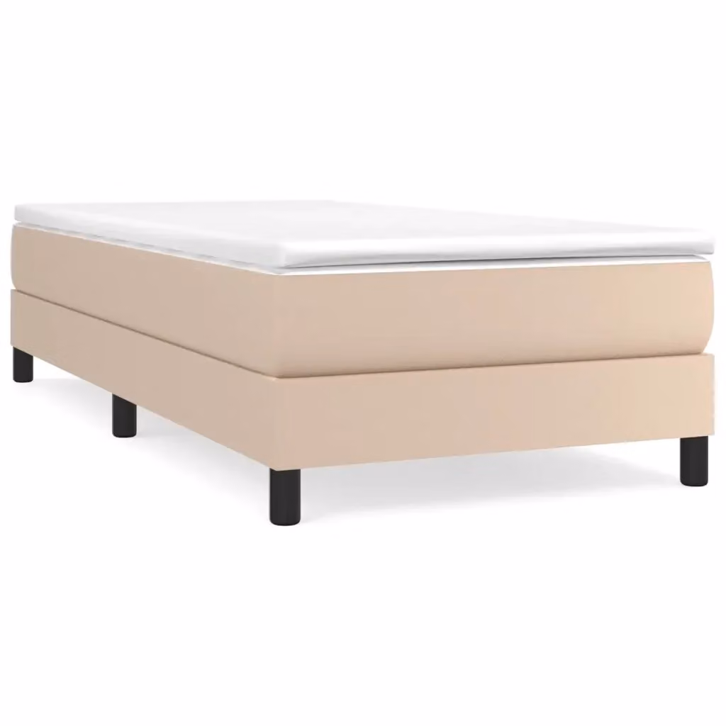 Letto con Giroletto a Molle e Materasso Ibrido vidaXL in Similpelle Beige e Bianco L 90 x P 200 x H 203 cm – 2