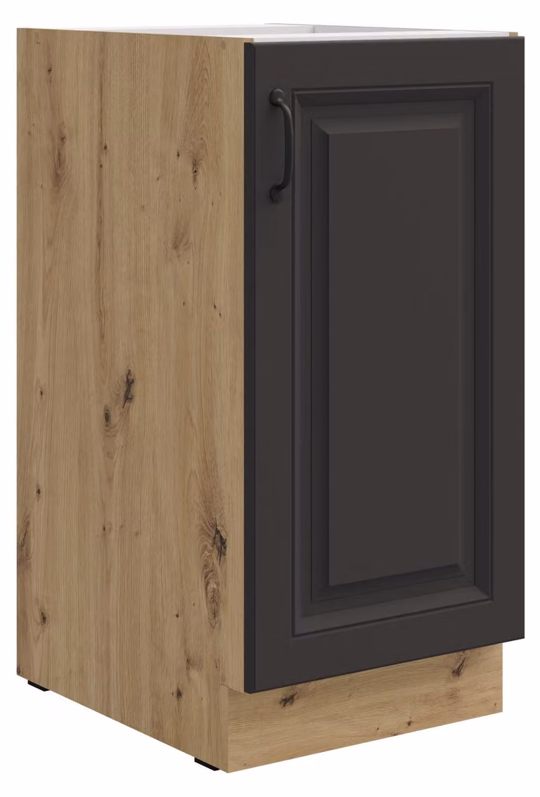 Mobile base da 40 cm Stilo Grigio + Rovere Artisan, angolo cottura, blocco cucina