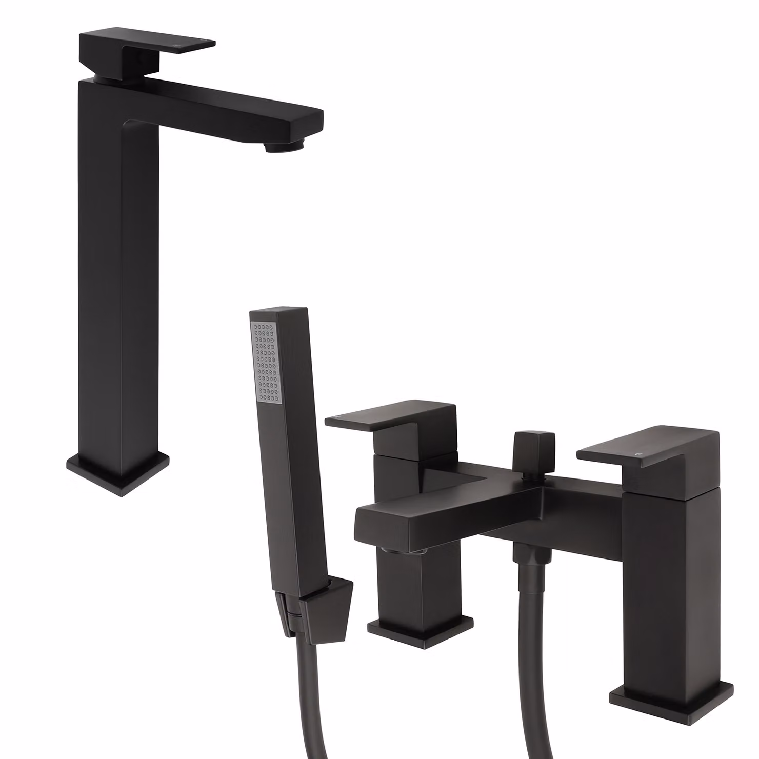 Set di Rubinetti Miscelatori per Lavabo e Vasca da Bagno con Kit Doccia - Nero - Preto