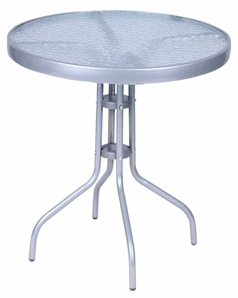 Tavolo da giardino Tavolino da bistrot rotondo Ø 60 H70 cm vetro/metallo argento Tavolino da balcone